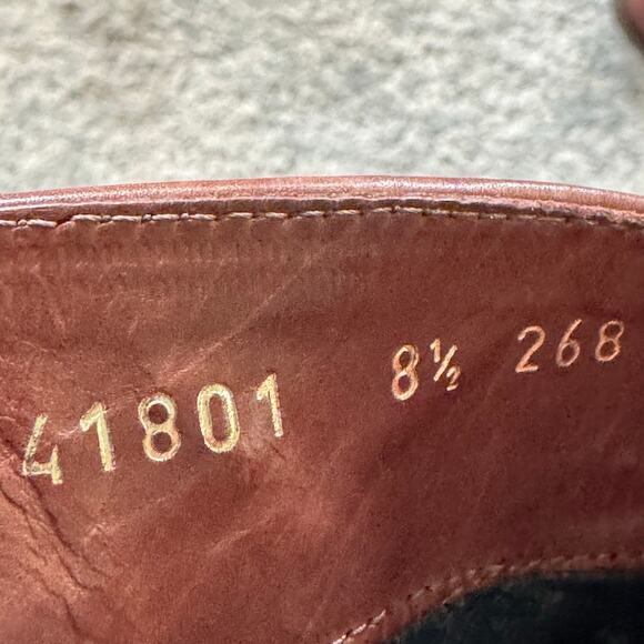 Vintage Joan Helpern Wingtip Oxford Heeled Ankle Boots Cognac Womens 8.5 M Italy - Picture 8 of 14